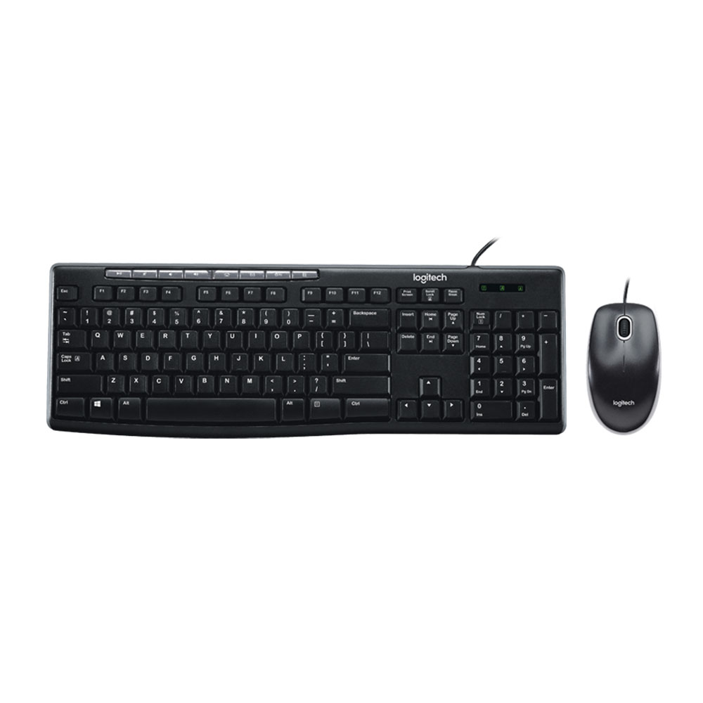 KEYBOARD & MOUSE (คีย์บอร์ดและเมาส์) LOGITECH MK200 MEDIA CORDED KEYBOARD AND MOUSE COMBO (BLACK)