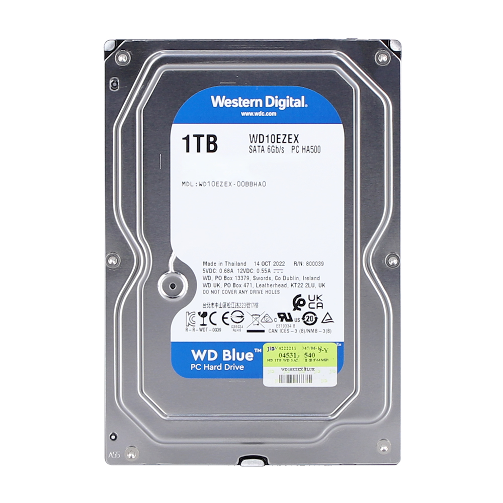 1 TB 3.5 INCH HDD (ฮาร์ดดิสก์ 3.5 นิ้ว) WD BLUE - 7200RPM SATA3 (WD10EZEX)
