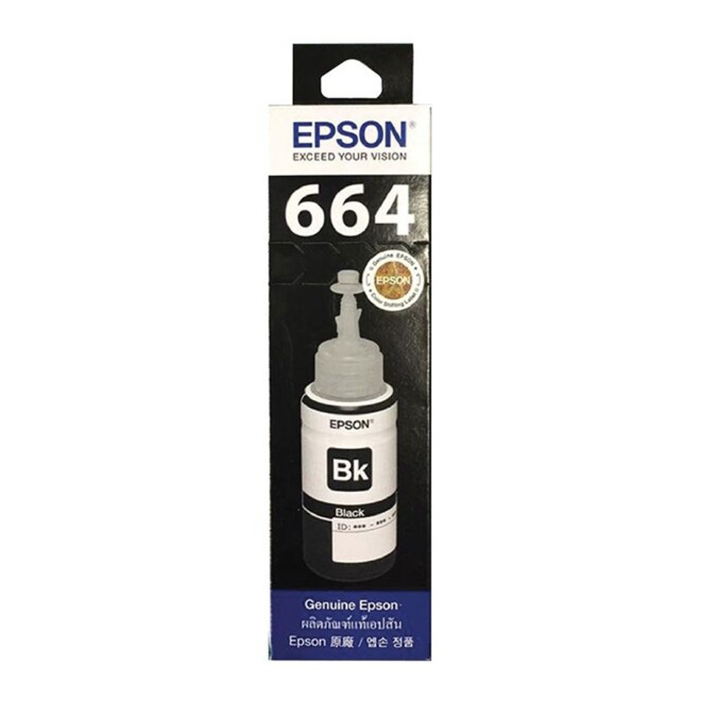 INK (หมึกสำหรับเครื่องพิมพ์) EPSON 664 (BLACK) T664100 70 ML FOR L100/L200