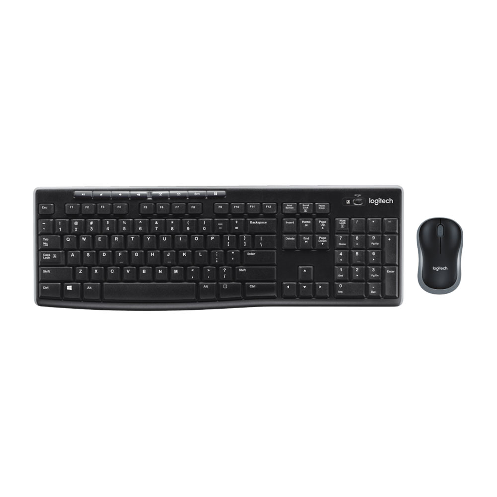 WIRELESS KEYBOARD & MOUSE (คีย์บอร์ดและเมาส์ไร้สาย) LOGITECH MK270R WIRELESS CORDLESS (BLACK)