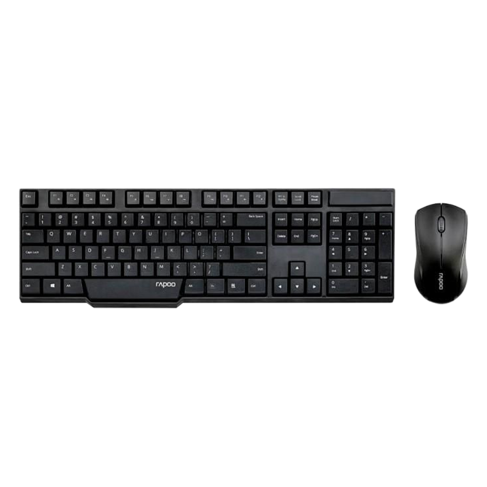 KEYBOARD & MOUSE (คีย์บอร์ดและเมาส์ไร้สาย) RAPOO WIRELESS OPTICAL COMBO KB-X1830-BK (BLACK)