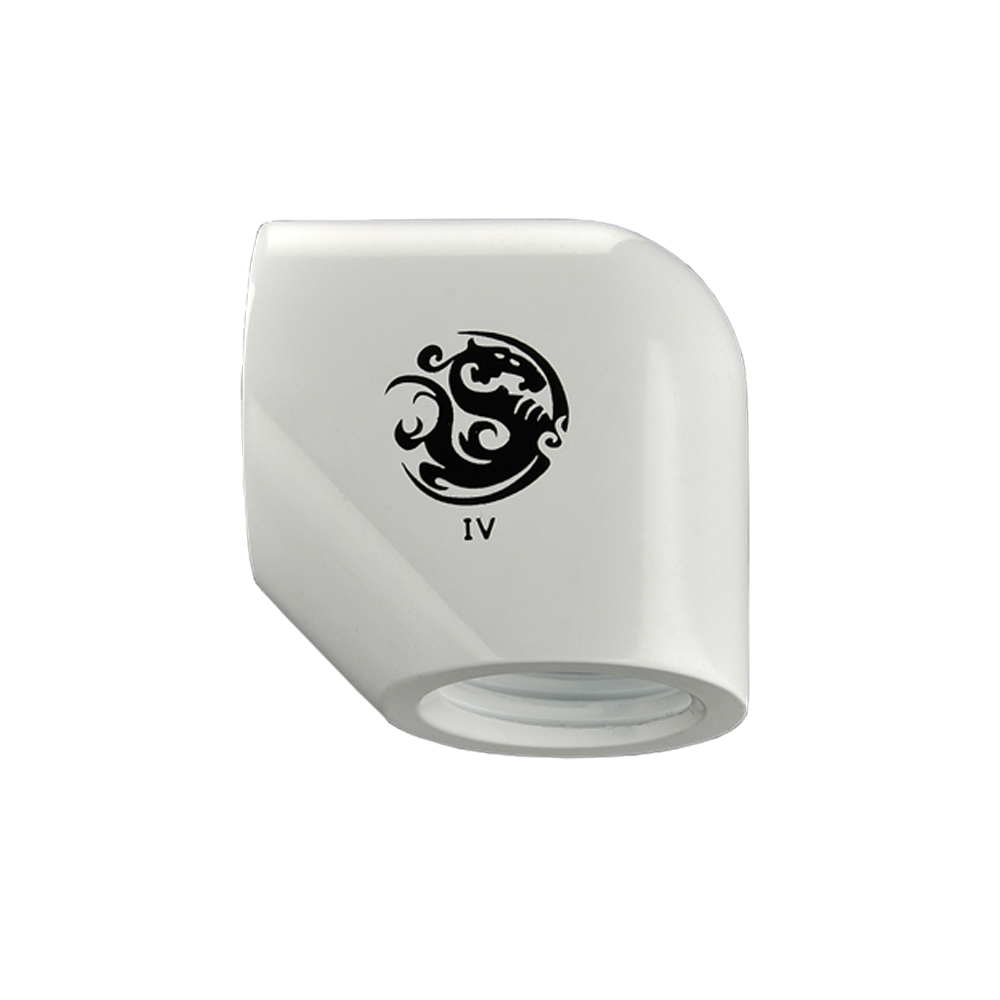 FITTING (อุปกรณ์ประกอบชุดน้ำ) BITSPOWER DELUXE (WHITE) 90-DEGREE WITH DUAL INNER G1/4 EXTENDER