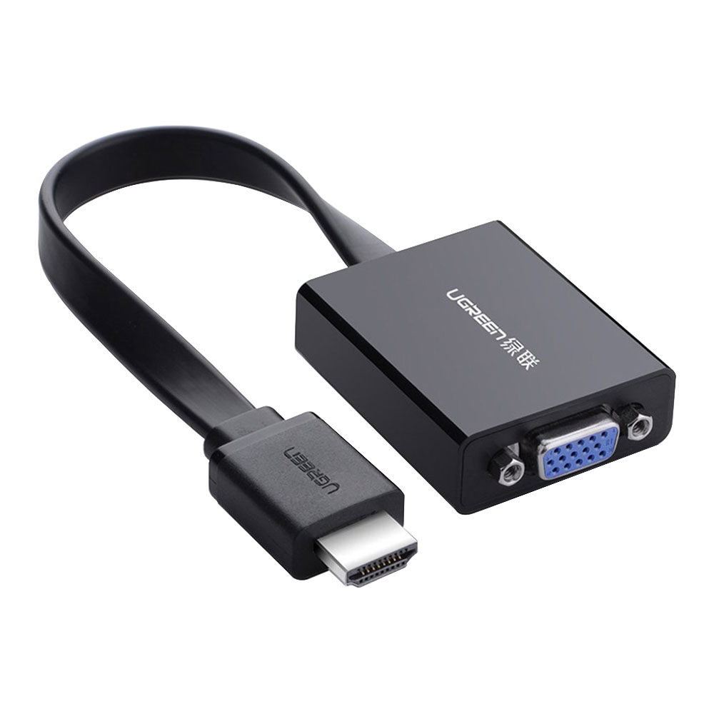 ADAPTER/CONVERTER (อุปกรณ์แปลงสัญญาณ) UGREEN HDMI TO VGA WITH MICRO USB [40248] (BLACK)