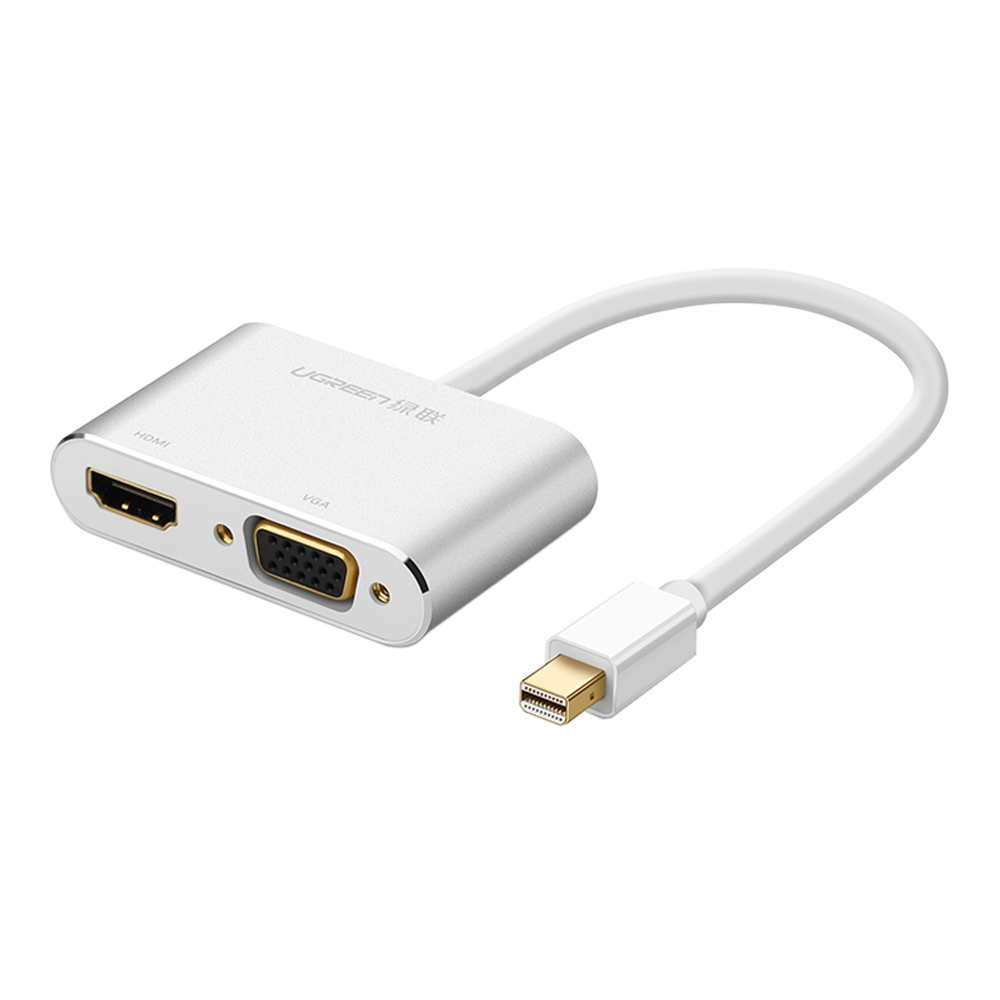 ADAPTER/CONVERTER (อุปกรณ์แปลงสัญญาณ) UGREEN MINI DISPLAY PORT TO HDMI/VGA (4K) [20421] (SILVER)