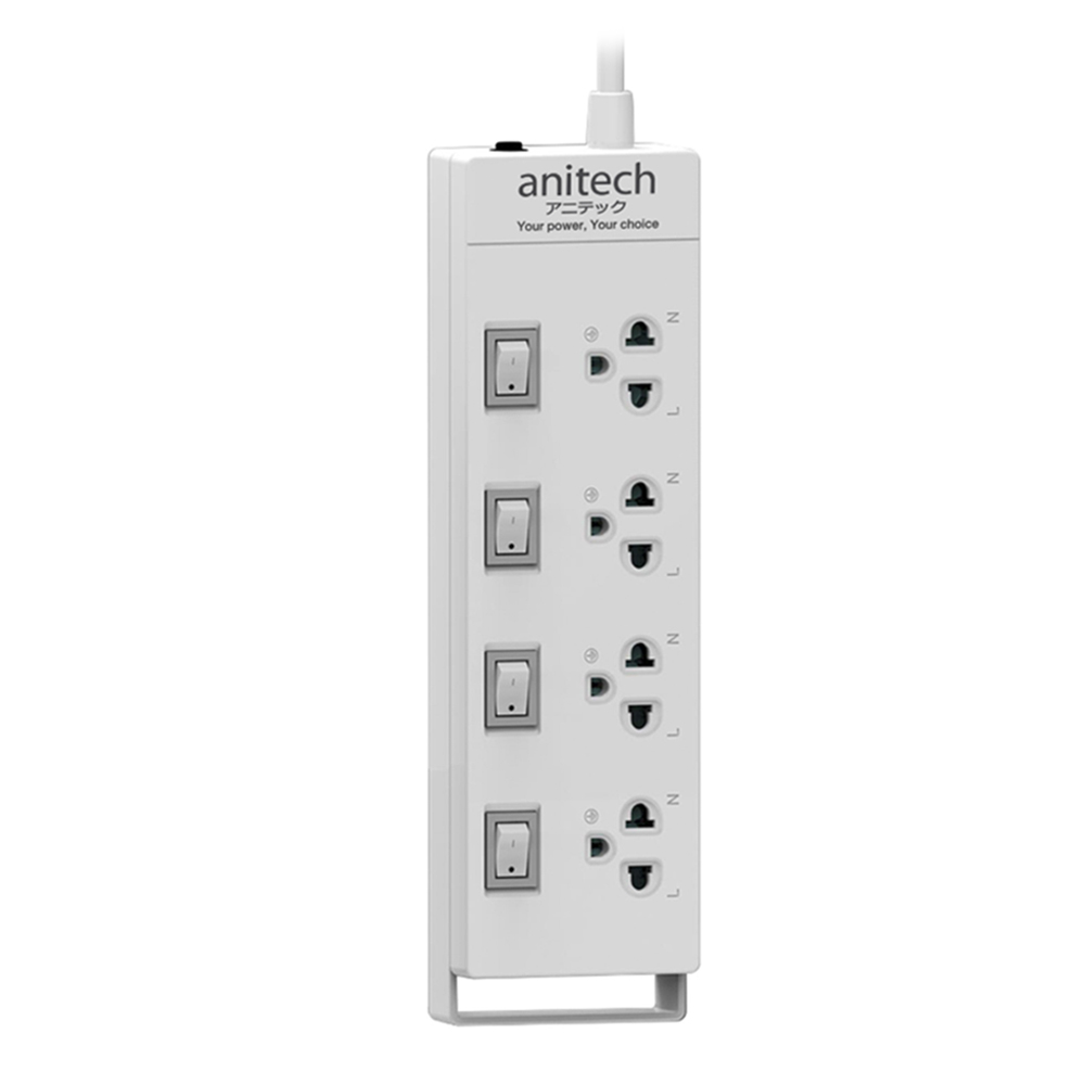 PLUG (ปลั๊กไฟ) ANITECH 4 SOCKET 4 SWITCH 3.0 METER (H3134-WH) (WHITE)