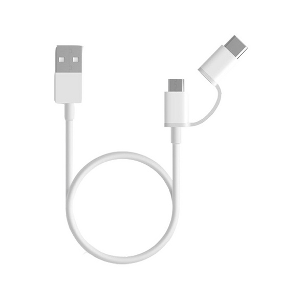 CHARGER CABLE (สายชาร์จ) XIAOMI MI 2IN1 Cable USB-A TO MICRO/USB-C (15304) 30CM [XMI-SJV4083TY]  WHITE