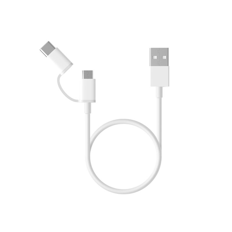 CHARGER CABLE (สายชาร์จ) XIAOMI MI 2IN1 USB CABLE MICRO USB TO TYPE-C (15303) (SJV4082TY) 100 CM WHITE