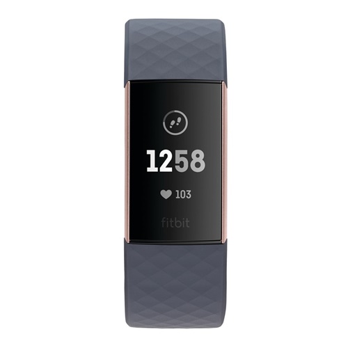 SMARTWATCH (สมาร์ทวอทช์) FITBIT CHARGE 3 (NFC), ROSE GOLD/BLUE GREY, CJK [FB410RGGY-CJK]