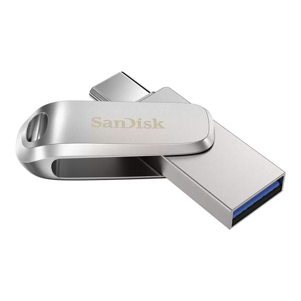 1 TB FLASH DRIVE (แฟลชไดร์ฟ) SANDISK ULTRA DUAL DRIVE LUXE USB TYPE-C - USB 3.2 GEN 1 USB-A & USB-C SILVER SDDDC4-1T00-G46