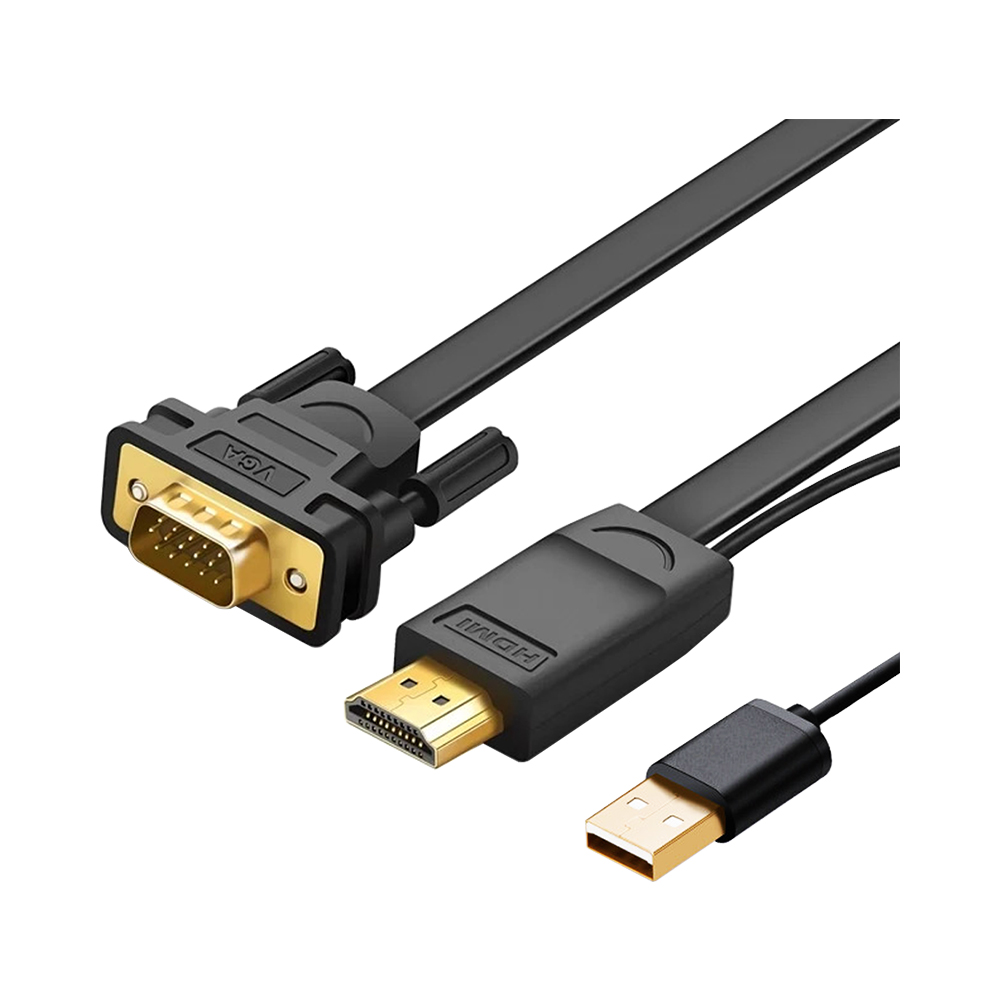 MONITOR CABLE (สายจอมอนิเตอร์) UGREEN HDMI TO VGA CONVERTER CABLE 1.5M (30449)