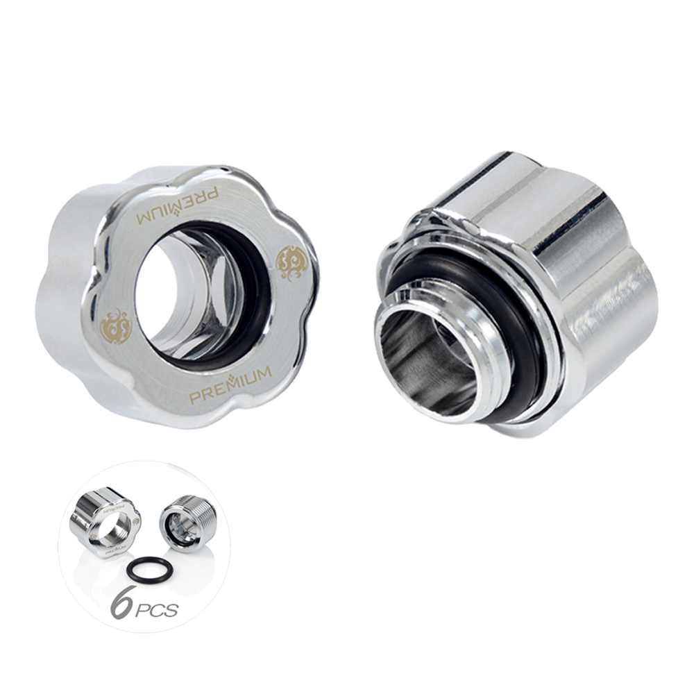 FITTING (อุปกรณ์ประกอบชุดน้ำ) BITSPOWER PREMIUM MASTER HARD TUBE FITTING MHT12 (6PACK) (SILVER)