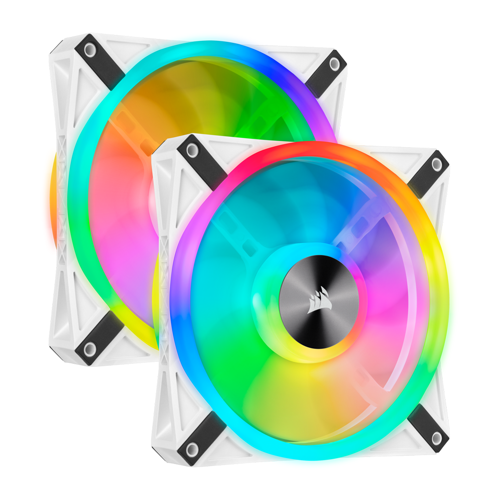 CASE FAN (พัดลมเคส) CORSAIR ICUE QL140 RGB 140MM PWM (WHITE FAN) DUAL FAN KIT WITH LIGHTING NODE CORE (CO-9050106-WW)