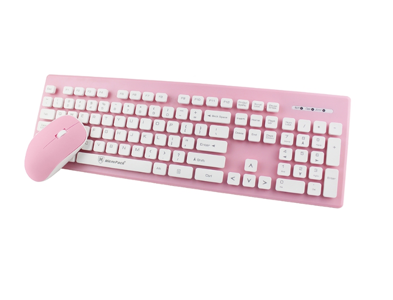 KEYBOARD & MOUSE WIRELESS (คีย์บอร์ดและเมาส์ไร้สาย) MICROPACK WIRELESS KEYBOARD KM-232W (EN/TH) (PINK)