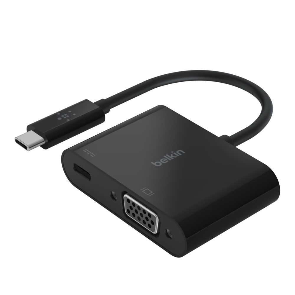 USB-C TO VGA ADAPTER (อุปกรณ์แปลงสัญญาณ) BELKIN 3.0 USB-C TO VGA PD 60W - 15 CM (AVC001BTBK)