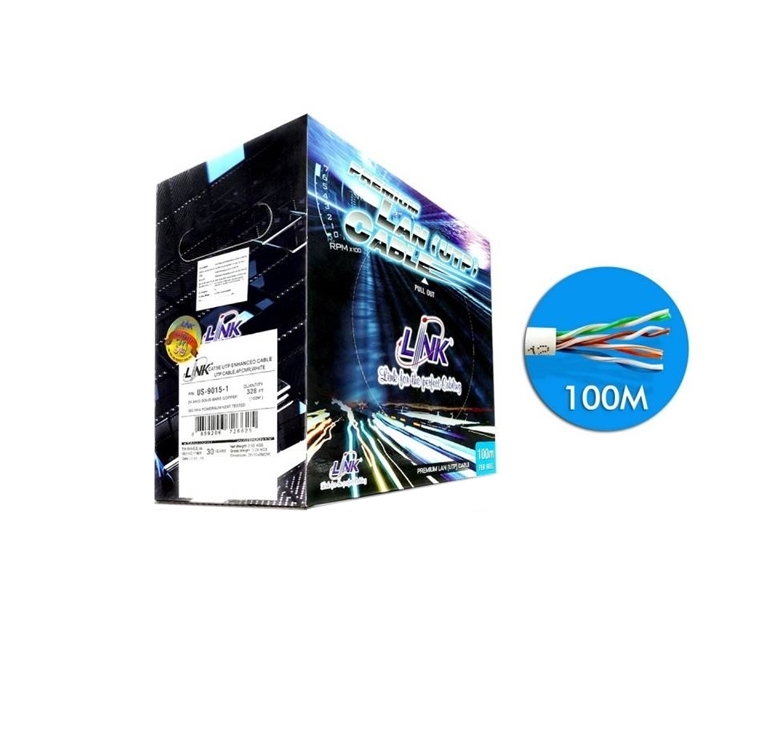 LAN CABLE (สายแลน) LINK US-9015-1 CAT5E UTP ENHANCED CABLE (350MHz), CMR (100M) - WHITE