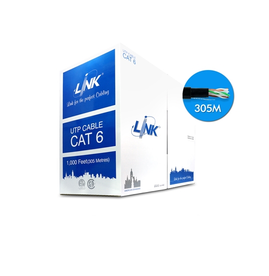 LAN CABLE (สายแลน) LINK US-9106OUT CAT6 UTP, PE OUTDOOR W/CROSS FILLER (DOUBLE) (305M) - BLACK