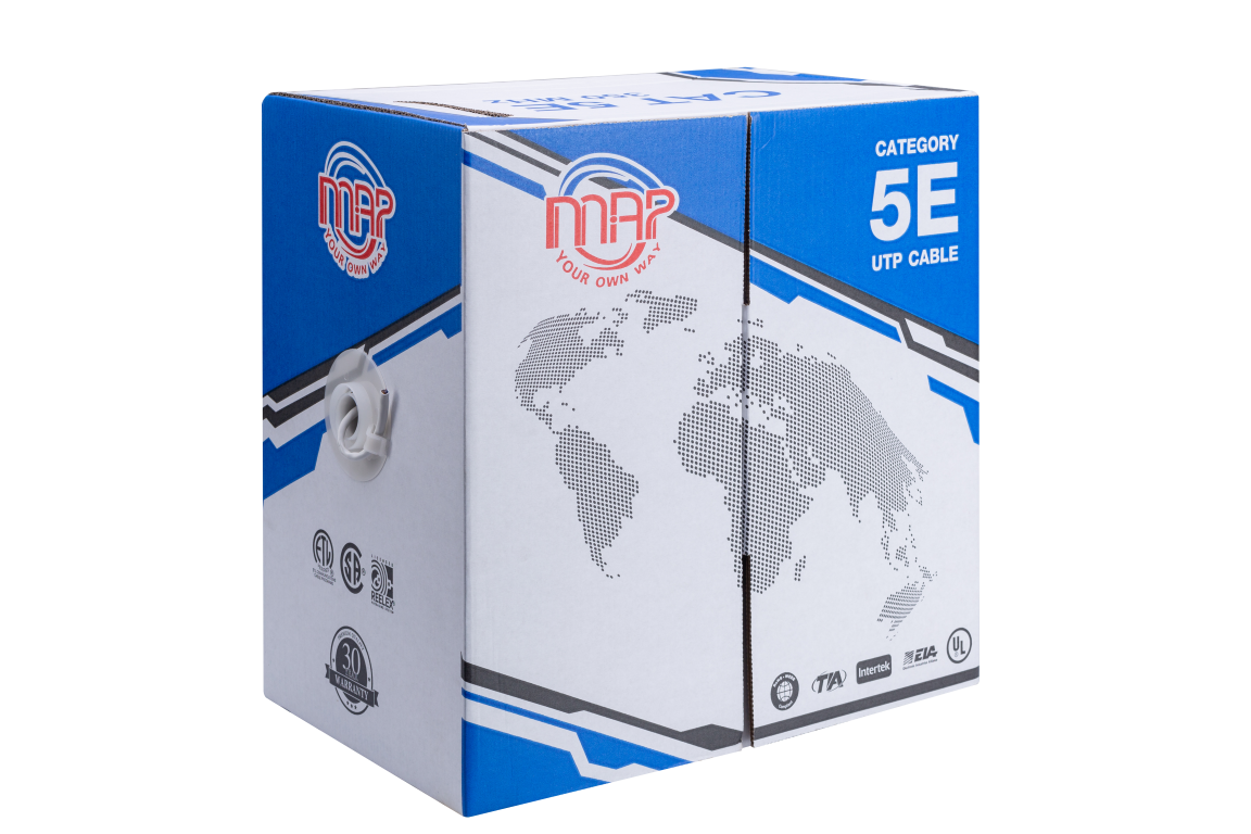 LAN CABLE (สายแลน) MAP C5E-8305 24AWG U/UTP CAT5E CMR, INDOOR WHITE, 305M.