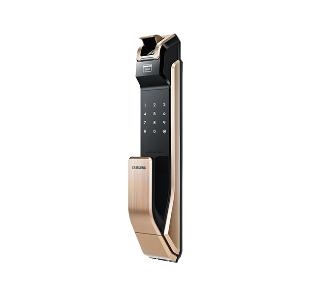 DIGITAL DOOR LOCK (กลอนประตูดิจิตอล) SAMSUNG SHS-P718 PUSH PULL HANDLE WITH FINGERPRINT MODEL (GOLD)