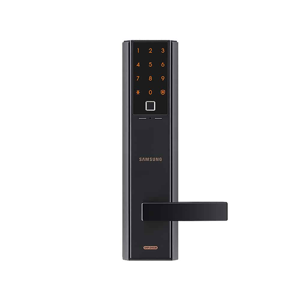 DIGITAL DOOR LOCK (กลอนประตูดิจิตอล) SAMSUNG SHP-DH538 THE MOST ADVANCED SMART LEVER DOORLOCK WITH FINGERPRINT AND PASSWORD (GRAY)