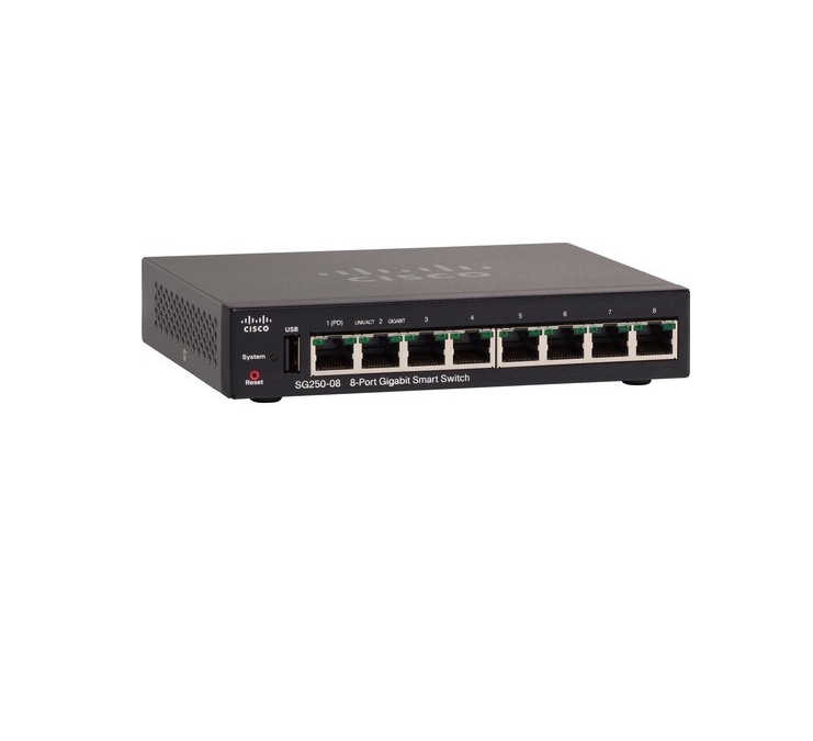 SWITCH (สวิตซ์) CISCO SG250-08 8 PORT GIGABIT SMART SWITCH (SG250-08-K9-EU)