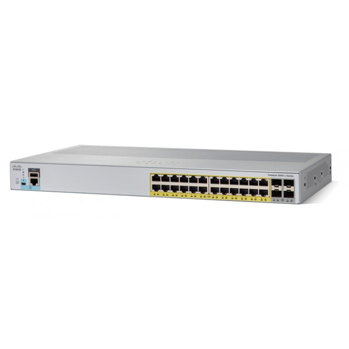 SWITCH (สวิตซ์) CISCO CATALYST 2960L 24 PORT GIGE WITH POE, 4X1G SFP, LAN LITE (WS-C2960L-24PS-AP)