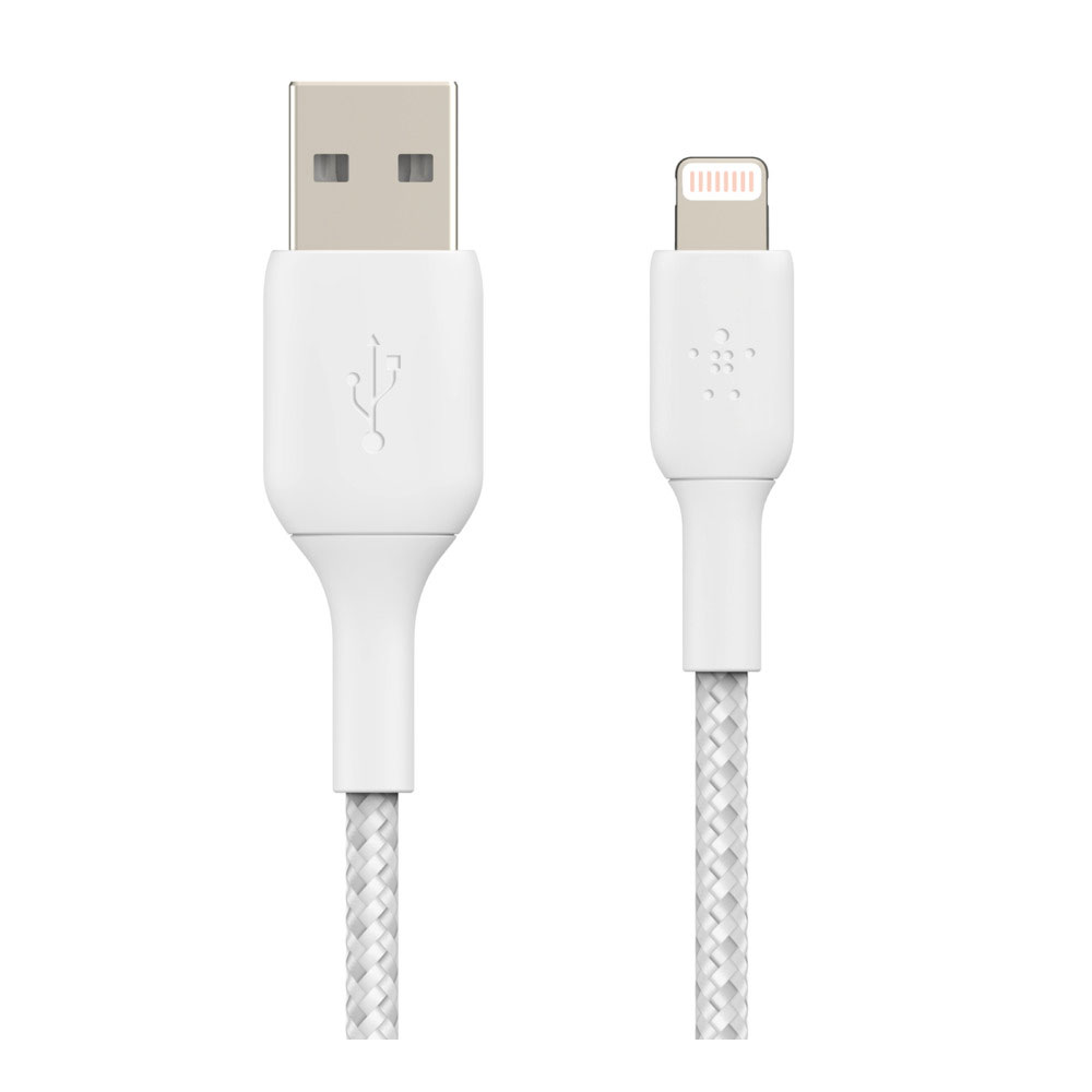 CHARGER CABLE (สายชาร์จ) BELKIN NYLON FOR LIGHTNING 1 METER (WHITE) (CAA002BT1MWH)
