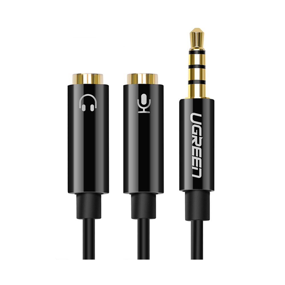 3.5 MM SPLITTER CABLE (สายแยกสัญญาณเสียง) UGREEN 30620 HEADPHONE SPLITTER CABLE WITH MIC (3.5 MM TO AUDIO / MIC) (20CM)