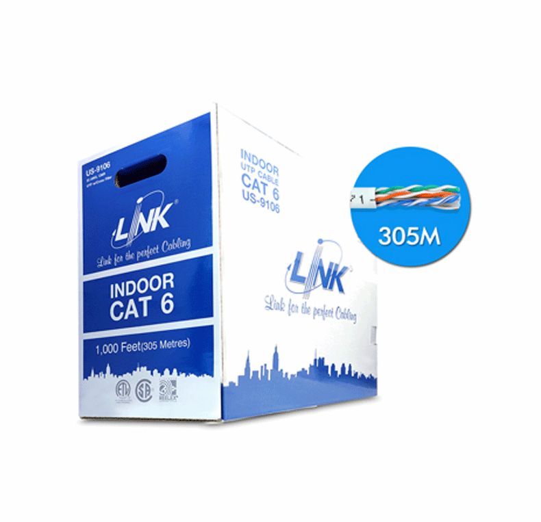 LAN CABLE (สายแลน) LINK US-9106LSZH CAT 6 UTP (250 MHZ) W/CROSS FILLER , 23 AWG, LSZH