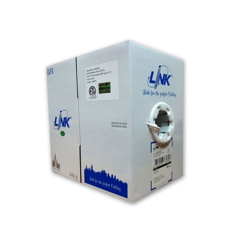 LAN CABLE (สายแลน) LINK US-9116LSZH CAT 6 UTP ULTRA (600 MHz) W/CROSS FILLER, 23 AWG, LSZH