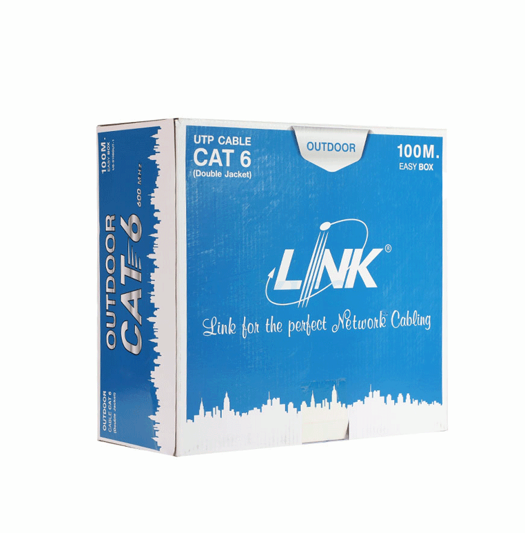 LAN CABLE (สายแลน) LINK US-9106MW-1 CAT 6 UTP, PE OUTDOOR W/DROP WIRE & POWER WIRE