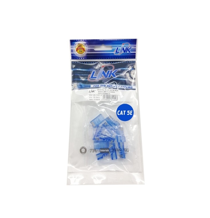 CABLE ACCESSORY (อุปกรณ์เสริมเคเบิล) LINK US-1051-4 CAT 5E RJ45 PLUG (ตัวผู้) ,HP ,CRYSTAL BLUE