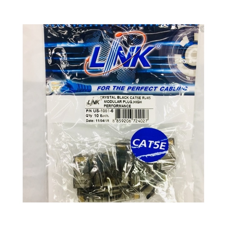CABLE ACCESSORY (อุปกรณ์เสริมเคเบิล) LINK US-1051-6 CAT 5E RJ45 PLUG (ตัวผู้).HP, CRYSTAL BLACK