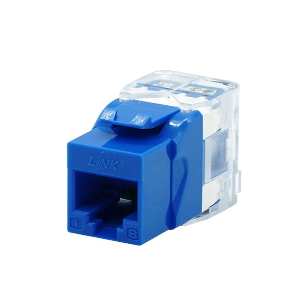 CABLE ACCESSORY (อุปกรณ์เสริมเคเบิล) LINK US-1005STF CAT 5E RJ45 MODULAR JACK, SLIM TOOL TYPE BLUE