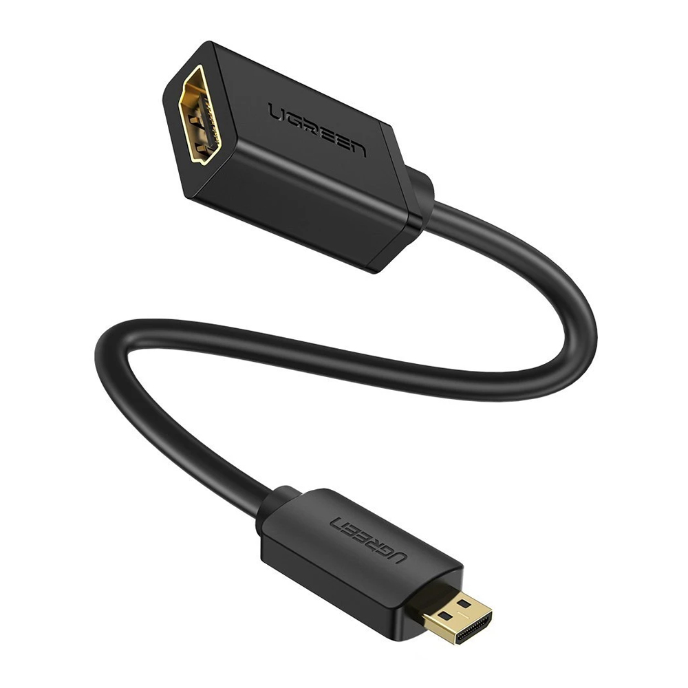 MICRO HDMI TO HDMI ADAPTER (อะแดปเตอร์แปลงสัญญาณภาพ) UGREEN 20134 - MICRO HDMI MALE TO HDMI FEMALE CABLE (20CM)