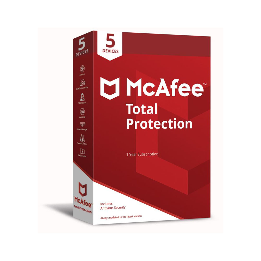 ANTIVIRUS (แอนตี้ไวรัส) MCAFEE TOTAL PROTECTION 5 DEVICE 1 YEAR