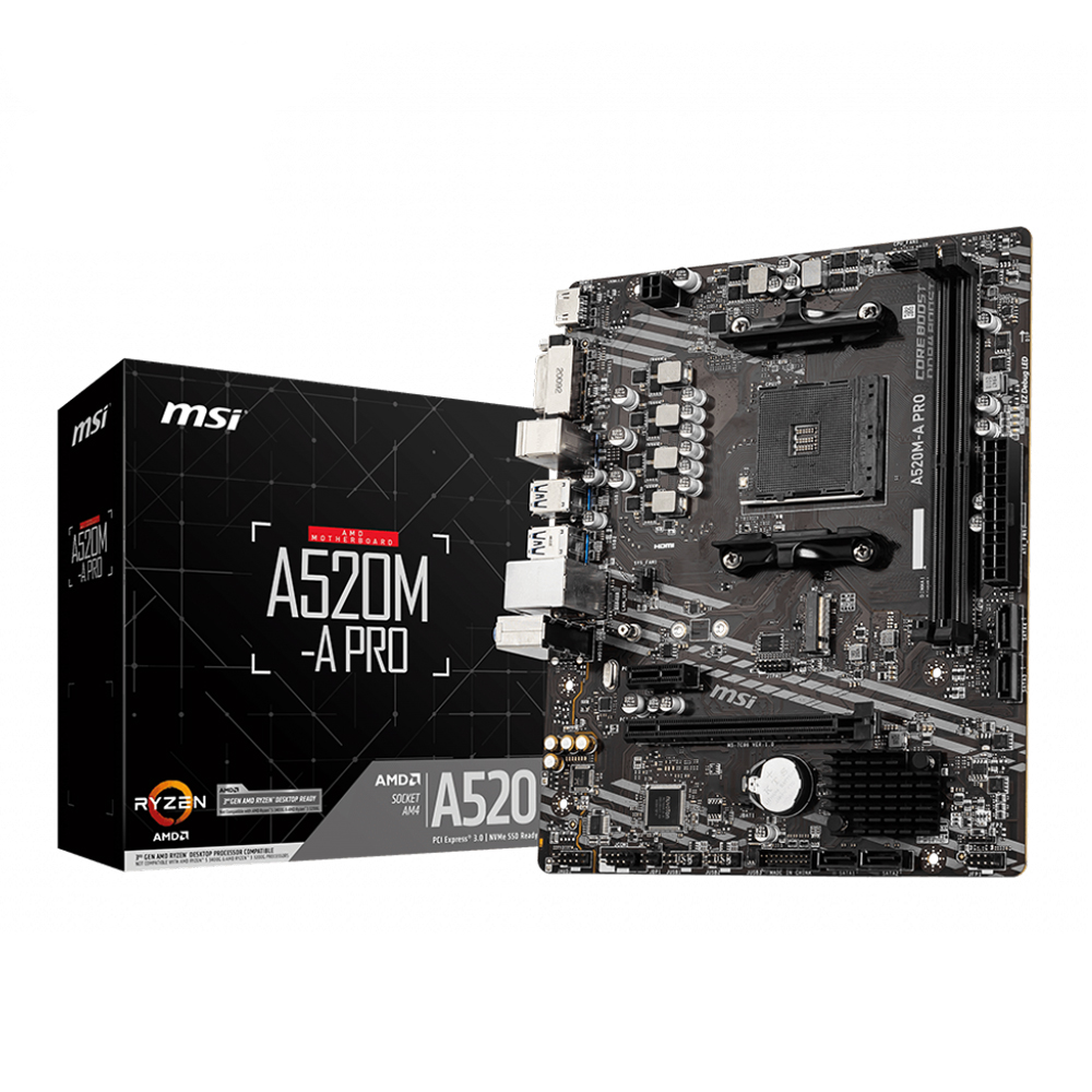 MAINBOARD (เมนบอร์ด) MSI A520M-A PRO - AMD SOCKET AM4 DDR4 MICRO-ATX
