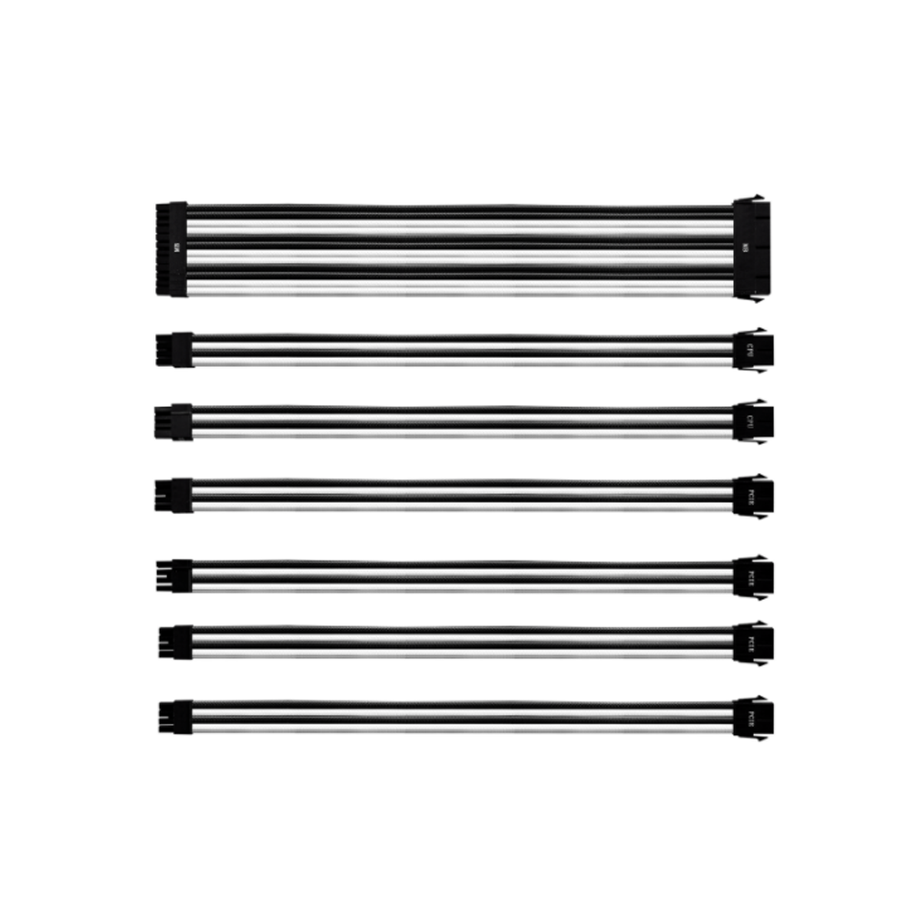 SLEEVED CABLE (สายถัก) COOLER MASTER CABLE SLEEVED EXTENSION KIT 30CM [CMA-NEST16WTBK1-GL] WHITE & BLACK