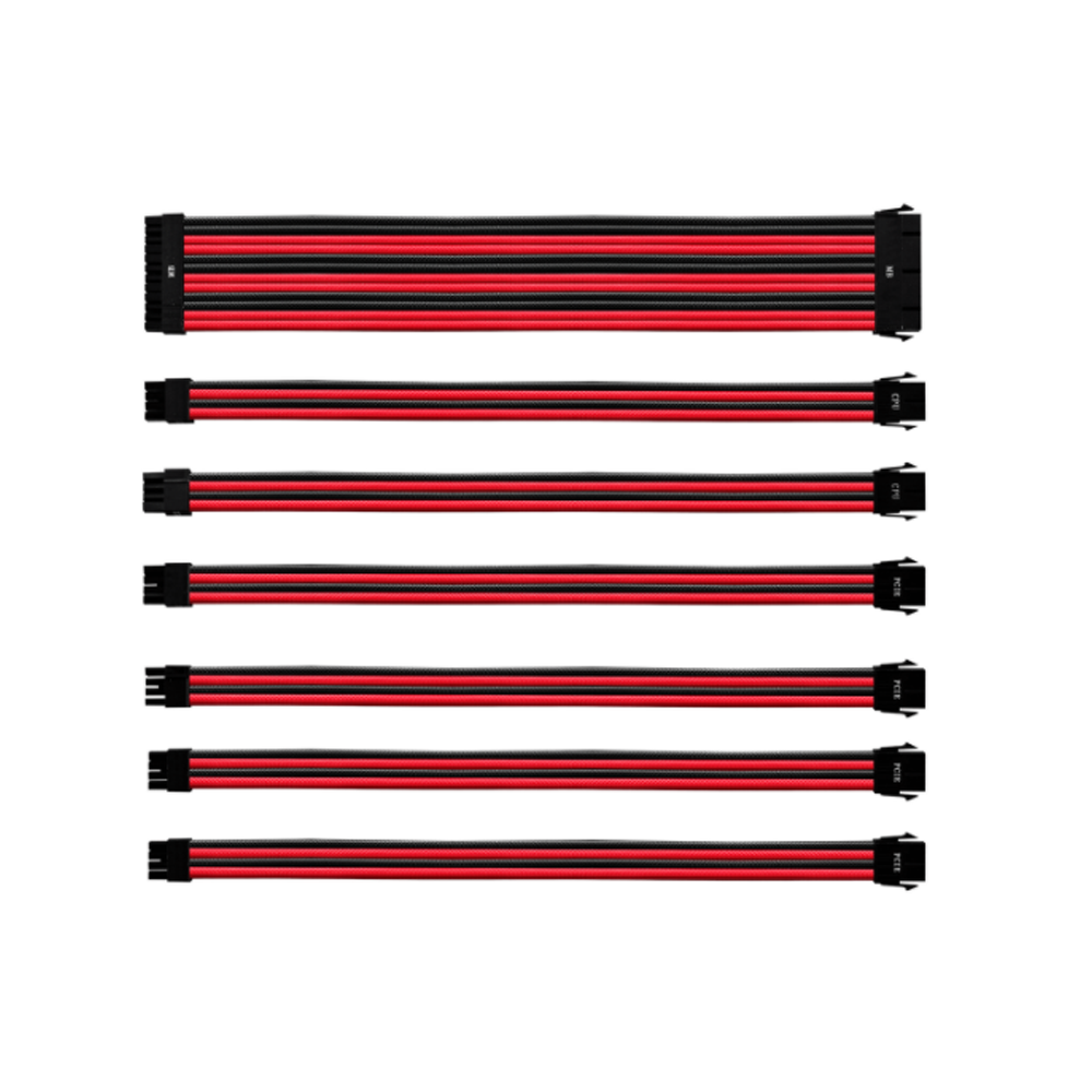 SLEEVED CABLE (สายถัก) COOLER MASTER CABLE SLEEVED EXTENSION KIT 30CM [CMA-NEST16RDBK1-GL] RED & BLACK