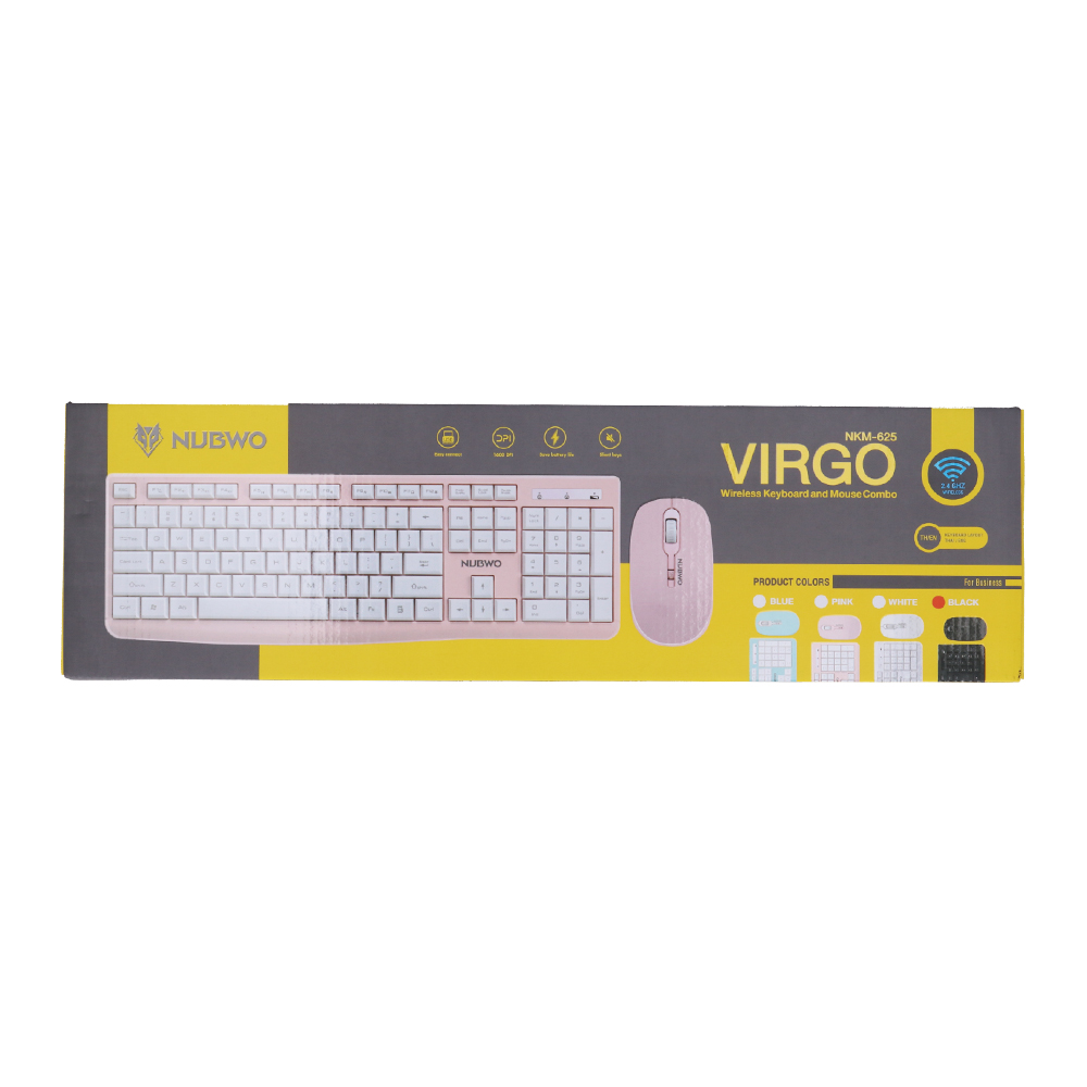 WIRELESS KEYBOARD & MOUSE (คีย์บอร์ดและเมาส์ไร้สาย) NUBWO VIRGO WIRELESS NKM-625 (BLACK)