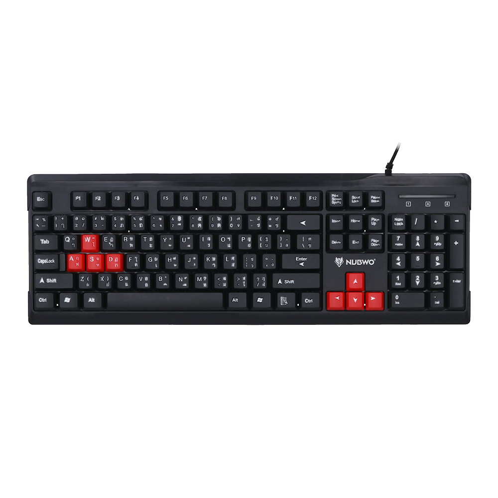 KEYBOARD (คีย์บอร์ด) NUBWO NK-015 QUIET (BLACK-RED) (RUBBER DOME) (EN/TH)