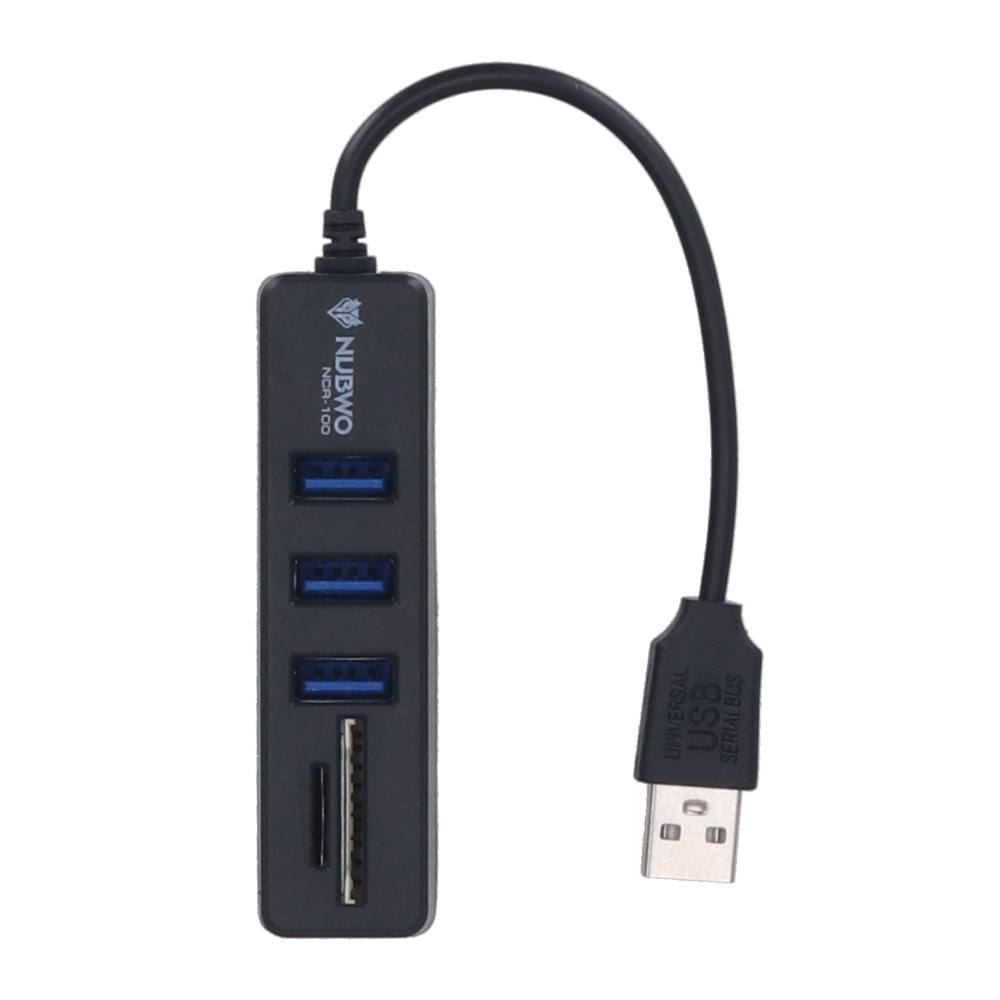 USB HUB (ยูเอสบีฮับ) NUBWO NCR-100 3 PORT USB 2.0 + CARD READER (BLACK)