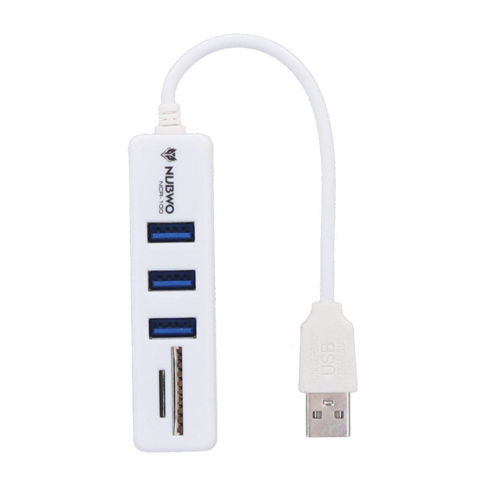 USB HUB (ยูเอสบีฮับ) NUBWO NCR-100 3 PORTS USB 2.0 + CARD READER (WHITE)