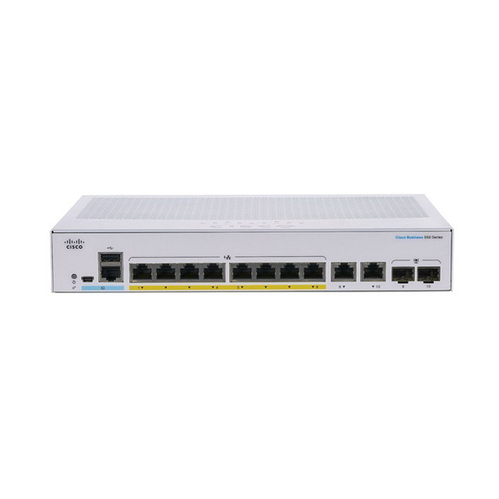 SWITCH (สวิตซ์) CISCO CBS350 MANAGED 8-PORT GE, POE, 2X1G COMBO (CBS350-8P-2G-EU)