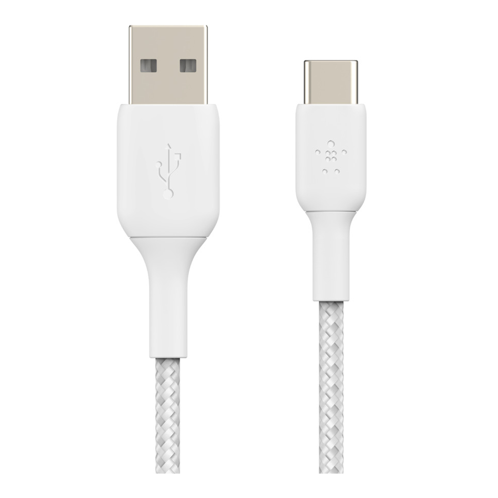 CHARGER CABLE (สายชาร์จ) BELKIN BRAIDED USB-A TO USB-C 1 METER (CAB002BT1MWH)