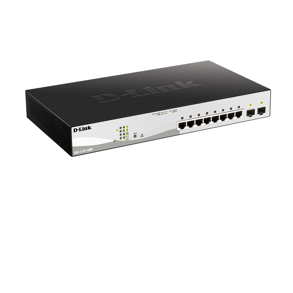 SWITCH (สวิตซ์) D-LINK 10 PORT GIGABIT SMART MANAGED POE SWITCH (DGS-1210-10MP)