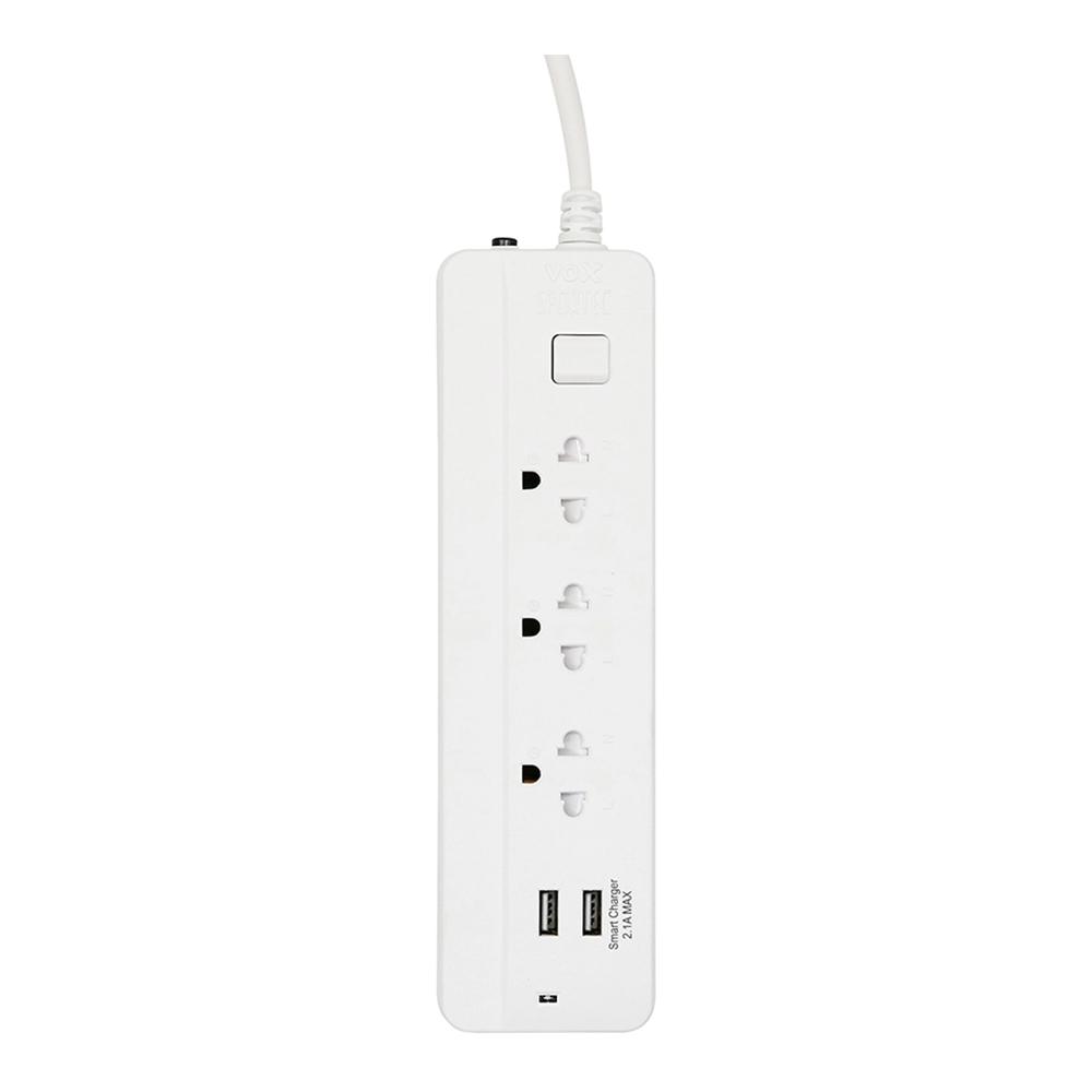 PLUG (ปลั๊กไฟ) VOX SPORTEC P132U - 3 SOCKET 1 SWITCH 2 USB 3M (WHITE) (F5ST3-VS01-3121)