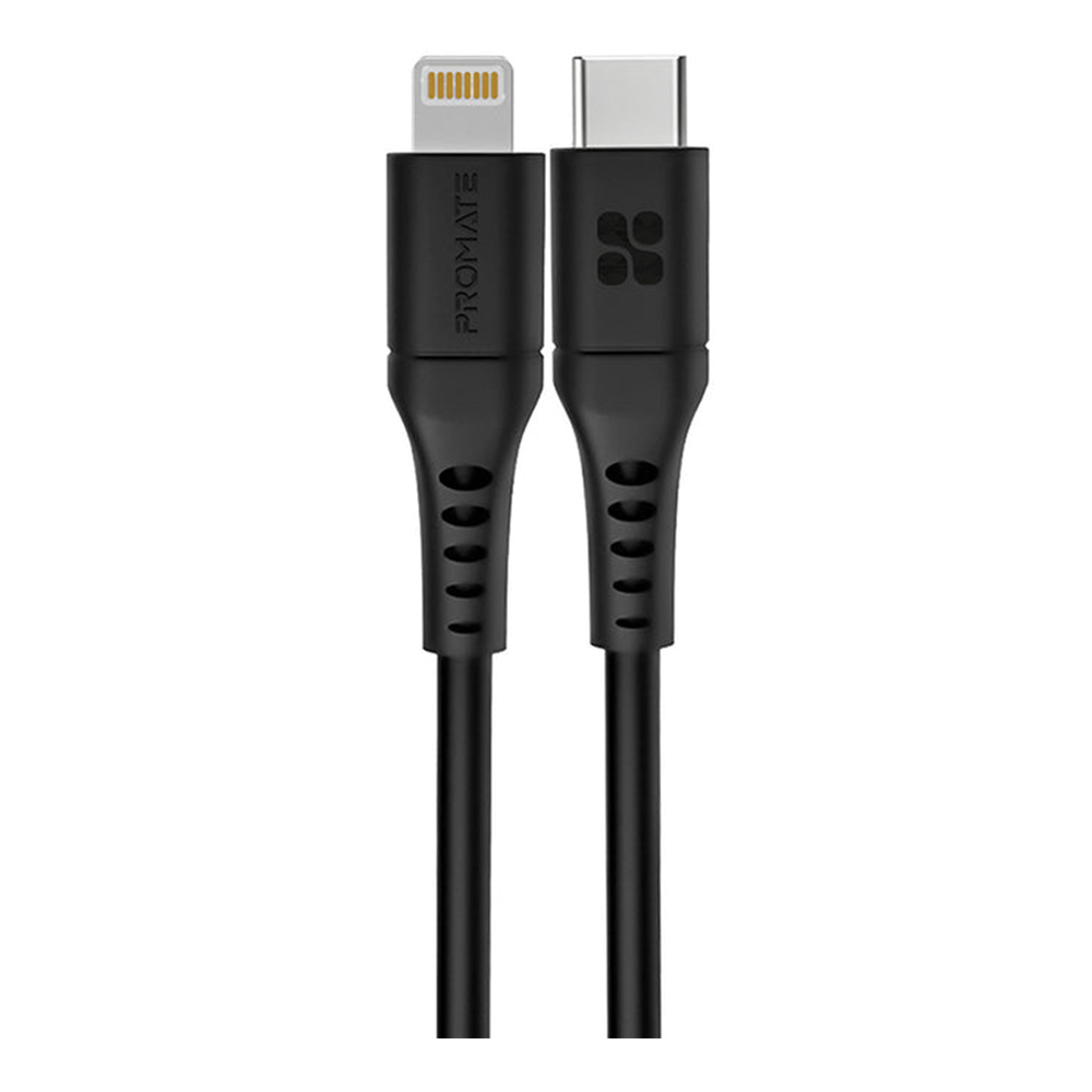 CHARGER CABLE (สายชาร์จ) PROMATE USB-C TO LIGHTNING POWERLINK-200 2 METER (BLACK)