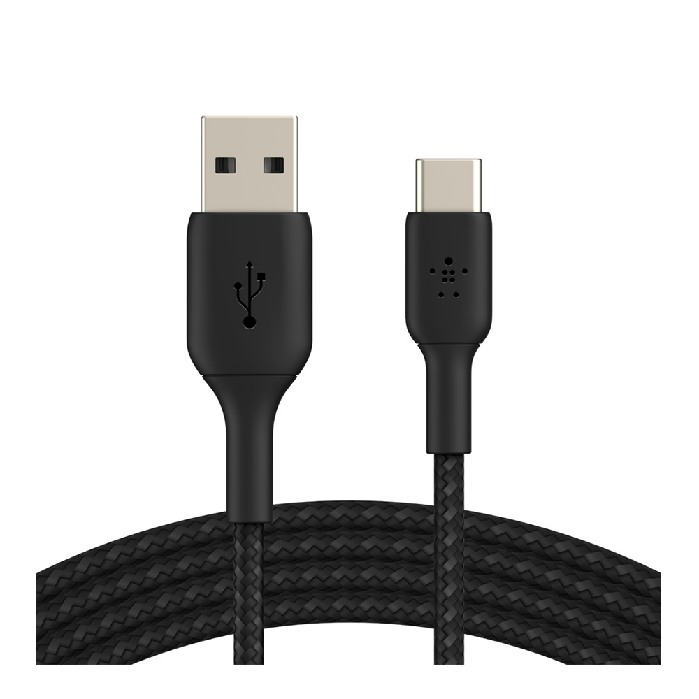 CHARGER CABLE (สายชาร์จ) BELKIN BRAIDED USB-A TO USB-C 2 METER (CAB002BT2MBK)