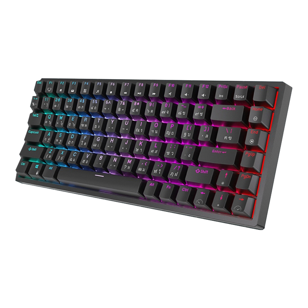 WIRELESS KEYBOARD (คีย์บอร์ดไร้สาย) ROYAL KLUDGE RK84 (BLACK) (RK BLUE SWITCH - RGB LED - EN/TH)