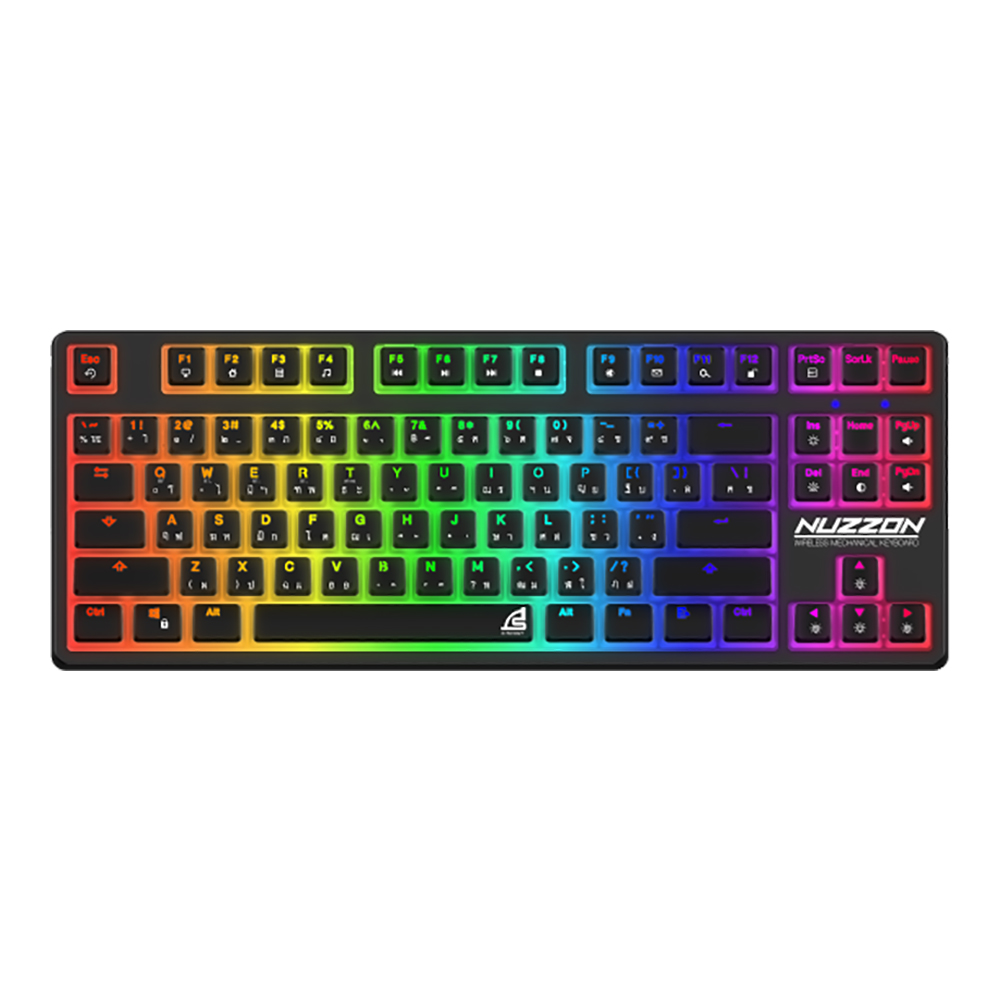 WIRELESS KEYBOARD (คีย์บอร์ดไร้สาย) SIGNO KB-751BLK NUZZON (BLACK) (BLUE OPTICAL SWITCH - RGB LED - EN/TH)